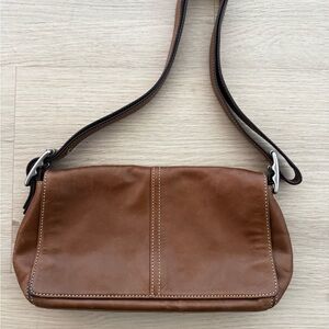 Coach Brown Leather Shoulder Bag with Adjustable Strap
